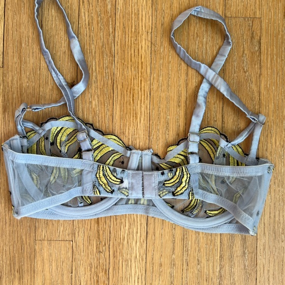 FLEUR DU MAL Fuller Cup Banana Embroidery Balconette Bra 32B - Picture 3 of 10